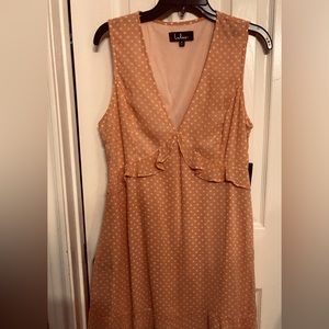 Rust orange mini sleeveless dress.